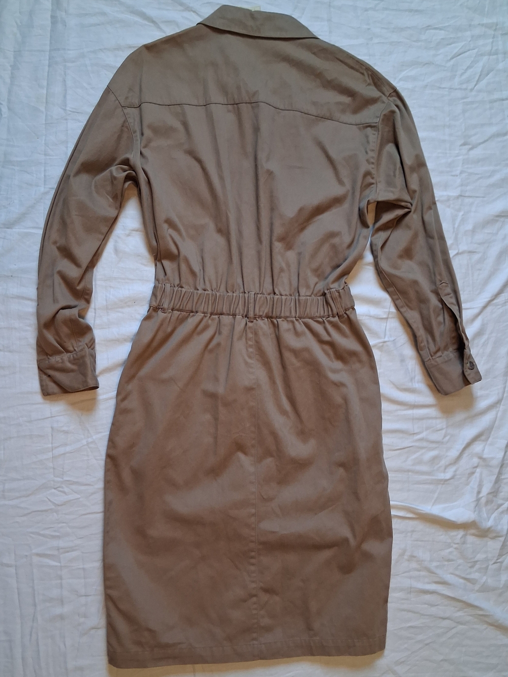 Harve Benard Shirt Dress Taupe Button-Front Utility Size 10 Vintage 80s - Picture 2 of 10